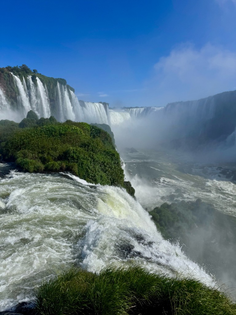Iguazu Falls cascading into mist