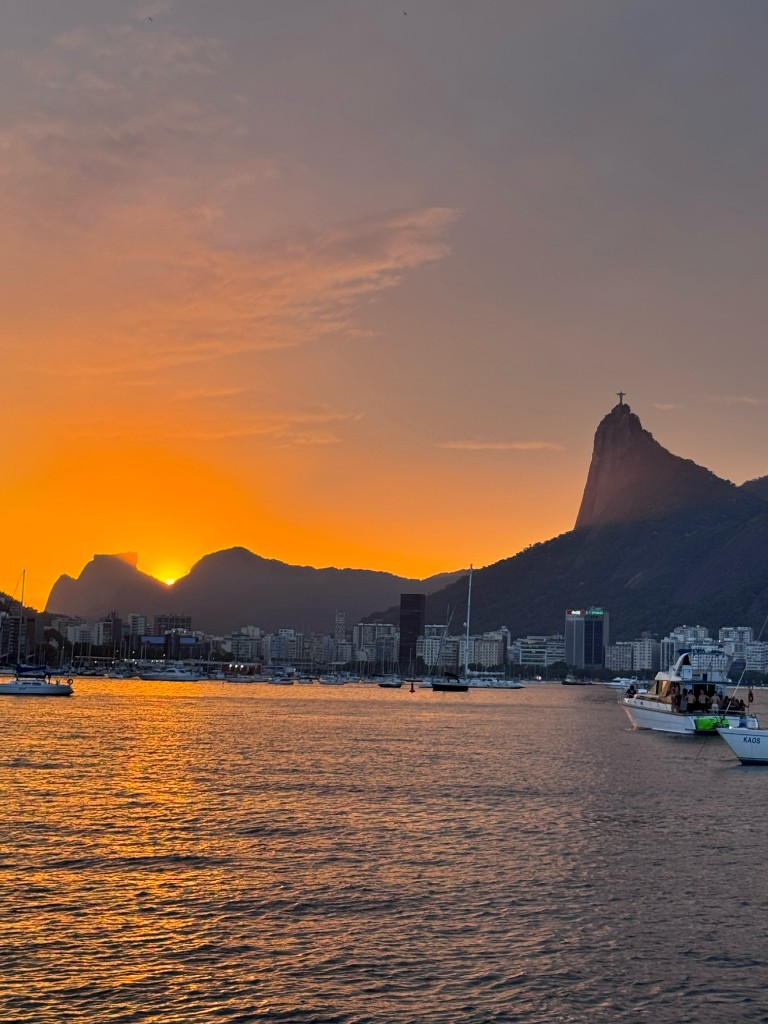 Sunset over Rio with Christ the Redeemer