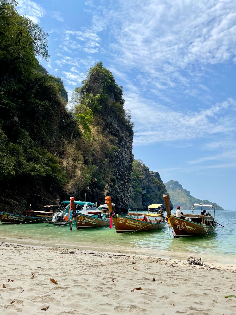 Long-tail boats at Ao Nang beach, Krabi