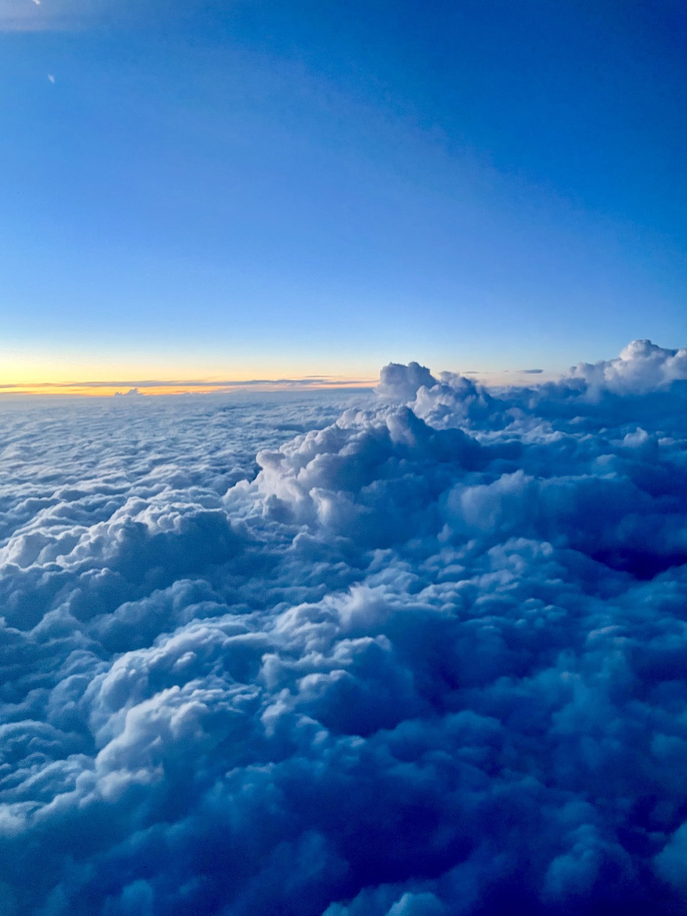 Aerial view of clouds at sunset
